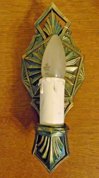 Vintage Art Deco Cast Iron Wall Sconce - Fully Restored (10801)