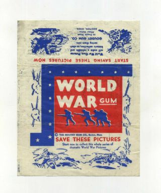 Vtg Wax Chewing Gum Wrapper World War Gum Goudey Co Boston Ma Trading Card