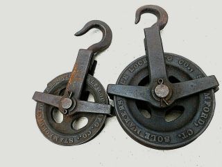 Antique Yale & Towne 1/2 Ton Chain Hoist Block And Tackle Pulleys