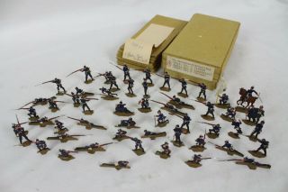 53 Vintage Tin Flats Zinnfiguren Scholtz 30mm Box War Lead Soldiers Horses Toy