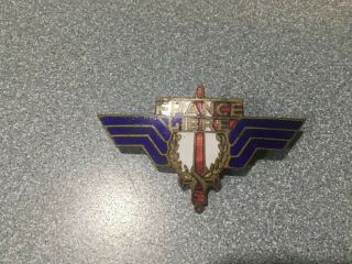 Wwii French Metal France Libre Enamel Badge Wing Numbered