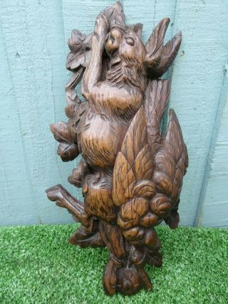 Mid 19thc Black Forest Wooden Oak Carving: Hare,  Game Bird & Other C1860s