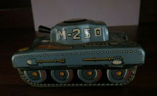 Vintage Trade Mark Modern Toys Tin Friction M - 25 Tank Made In Japan 4 " X2 1/2 "