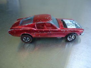 Vintage Mattel Hot Wheels 1960’s Redline Red Custom Mustang Car Red Interior Hk