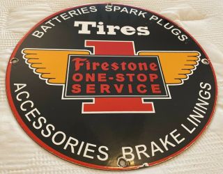 Vintage Firestone Tires Porcelain Sign,  Auto Supplies,  Service Station,  Gas,  Oil