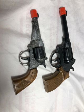 2 Different Vintage Toy Cap Guns By Edison Giocattoli Made In Italy