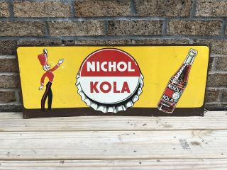 Vintage 1940’s Nichol Kola Soda Tin Tacker Metal Sign