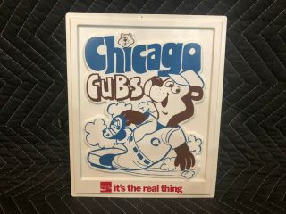 1970s Vintage Coca Cola Vac - U - Form Chicago Cubs 3d Baseball Coke Sign