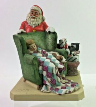 Norman Rockwell Figurine Waiting For Santa Vtg 1982 Limited Edition Certificate