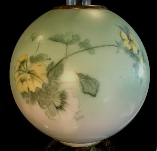 Antique Electrified Flower Pattern GWTW Parlor Oil Lamp 3