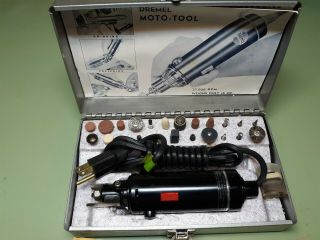 Vintage Dremel Model 2 Electric Bits w/ Metal Case Moto Tool 2