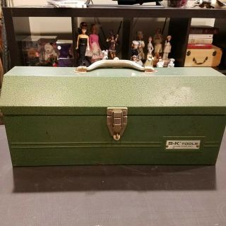 Vintage S - K Tool Box With Tray Made In The Usa Sk Tool Box Green