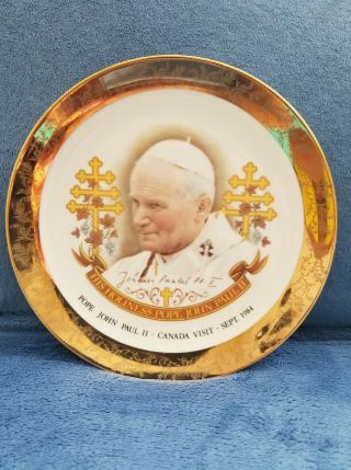 Pope John Paul Ii Plate To Commemorate The Visit Of His Holiness To Canada 1984