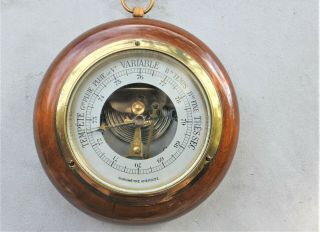 Vintage Aneroid Barometer Wall Hanging Wood Barometer Made In France
