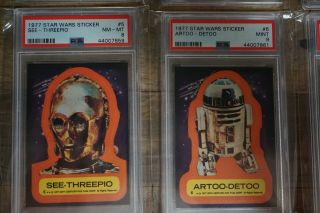 1977 Topps Star Wars Series 1 Psa Sticker Set Psa 8 Skywalker Psa 9 Artoo - Detoo