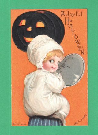 Vintage Ellen Clapsaddle Halloween Postcard Little Girl Daddy 