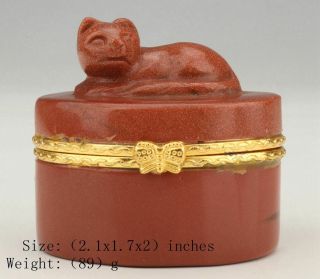 Unique Chinese Red Jade Jewelry Box Cat Mascot Decorated Christmas Gifts
