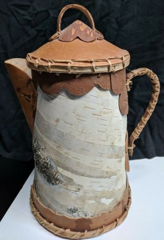 Vintage Minnesota Ojibwe Native American Birch Bark Coffee Pot,  Hand Made