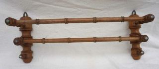 Antique French Wood Wall Towel Rack Faux Bamboo Bathroom Kitchen 1900