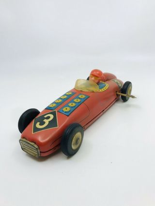 Vintage Tin Wind Up Huge Indy Racer Race Car 3 Toy Japan Indianapolis 500 Rare