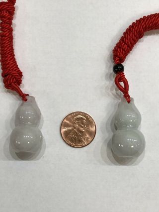 Two Grade A 100 Natural Burmese Jadeite Jade Gourd Pendant Necklace