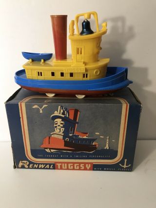 Rare Vintage 1940’s Tuggsy No.  128 And Bell Plastic Tugboat