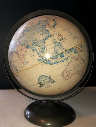 Vintage 1979 Rand Mcnally Terrestrial Globe 12” Tan Raised Relief Topography