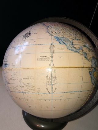 Vintage 1979 Rand McNally Terrestrial Globe 12” Tan Raised Relief Topography 3
