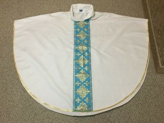 White Vestment With Blue And Gold Panel,  Stole