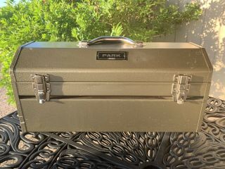 Vintage Park Metal Coffin Top Tool Box W/tray Mechanics Chest 20x9.  5x8.  5