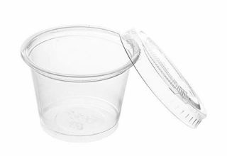 100 X 30 Ml Shot Glass With Lid,  Ideal For Vodka Jelly,  Clear Pet Cups With Lids