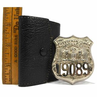 Vintage Obsolete Police Badge In Leather Case " City Of York " 19089 Unsigned
