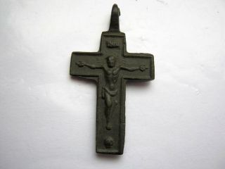 Vintage Christianity bronze body cross awesome patina sharpen relief 3