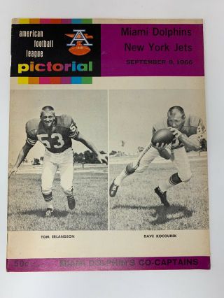 Vintage 1966 Miami Dolphins Vs York Jets Afl Football Game Program - Namath