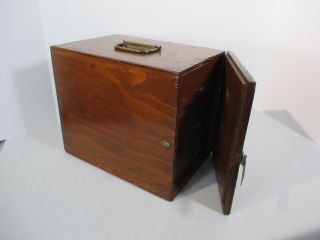 Primitive Wood Box Apothecary 3 Drawer Door Latch Brass Handle Candles Spices