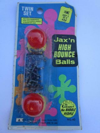 Vintage Twin Set Metal Jax N High Bounce Ball Selaed Chemtoy 16 Jacks Toy