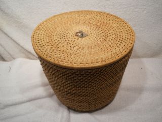 VINTAGE WICKER RATTAN TEAPOT CANISTER COMPLETE WITH TEA POT 3