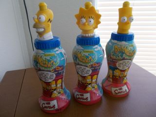 The Simpsons Bellywashers Set Of 3 Empty Drink Containers 2002 Fox Productions