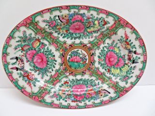 Chinese Famille Rose Medallion Oval Porcelain Platter / Plate