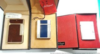 Set Of 3 Vintage S.  T.  Dupont Lighters With Box And Papers Paris France