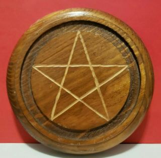 Wooden Pentagram Altar Circle 5 3/4 " Thick Center Piece For Altar