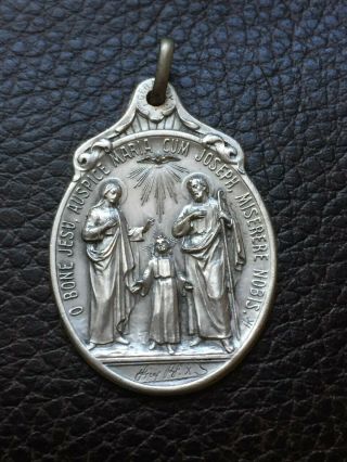 Antique Catholic Medal Holy Family Blessed By Pope Pius X Latin Papal Signature