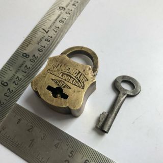 An Old Or Antique Solid Brass Padlock Lock With Key " American Lock ".