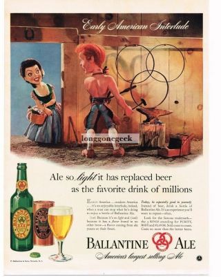 1941 Ballantine Xxx Ale Beer Puppets Dolls Blacksmith Claymation Vtg.  Print Ad