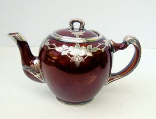 Lenox Belleek Art Nouveau Sterling Silver Overlay Tea Set Pot Sugar Bowl Creamer