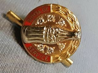Vintage 10K gold filled Coca - cola 30 Years Service Pin 2