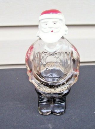 Vintage Millstein Co.  Glass Santa Claus Christmas Candy Container Jeannette Pa