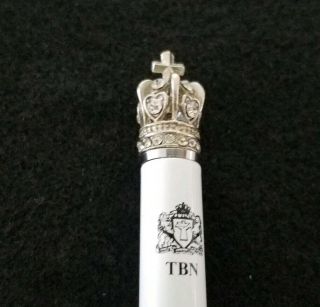 Tbn White Crown Gem Jewel Cross Pen With Tbn Logo Trinity Broadcasting Network