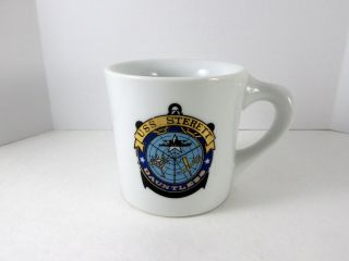 Vintage Us Navy Coffee Mug Uss Sterett Dauntless Military Collectible Cup