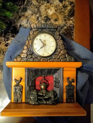 Vintage Fireplace Hearth Motion Electric Mantel Clock Antique Rare Old Lighted